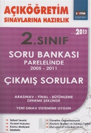 Açıköğretim Sınavlarına Hazırlık 2. Sınıf Soru Bankası Paralelinde 2005 - 2011 Çıkmış Sorular